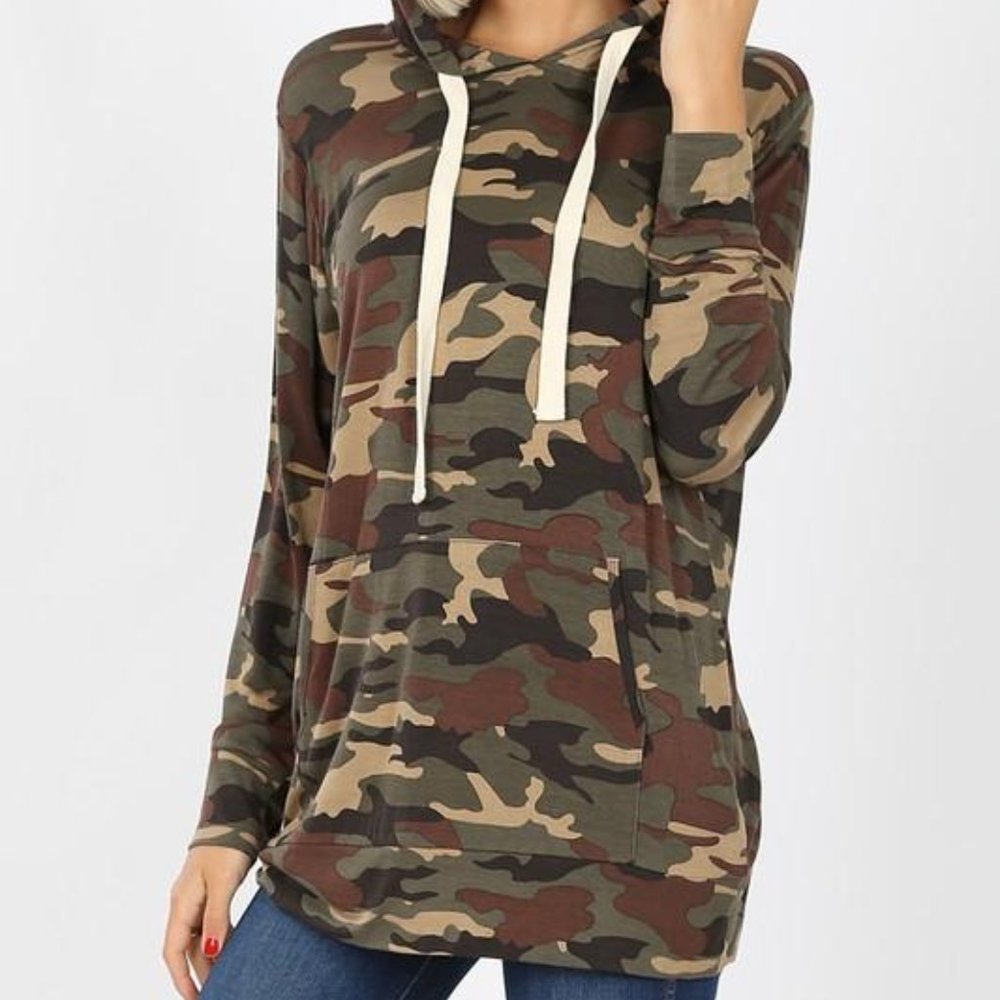 NEW Camo Green Oversized Hoodie Sweatshirt… - Picture 3 of 5